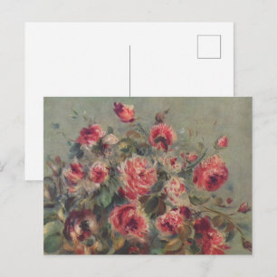 Carte Postale Peinture à l'huile de rose rose vintage de jardin