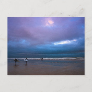 Carte Postale Peinture à l'huile d'océan violet foncé moody