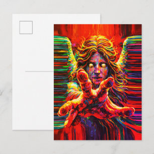 Carte Postale Peinture à l'huile multicolore en impasto Ange ple