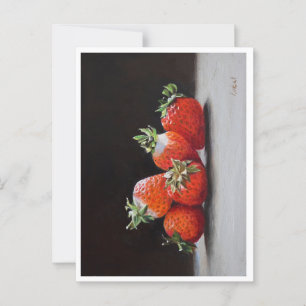 Carte Postale Peinture à l'huile nature morte de fraises réalist