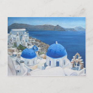 Carte Postale peinture à l'huile Santorini Oia