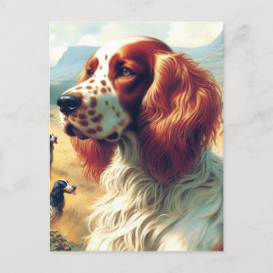 Carte Postale Peinture à l'huile vintage Setter Anglais
