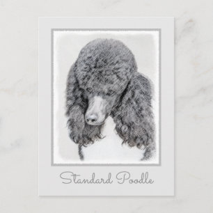 Carte Postale Peinture à paille noire standard - Art du chien