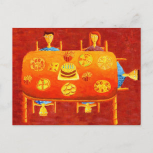 Carte Postale Peinture à thé pour l'anniversaire de la famille