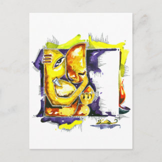 Carte Postale Peinture Abstraite artisanale de Lord Ganesha