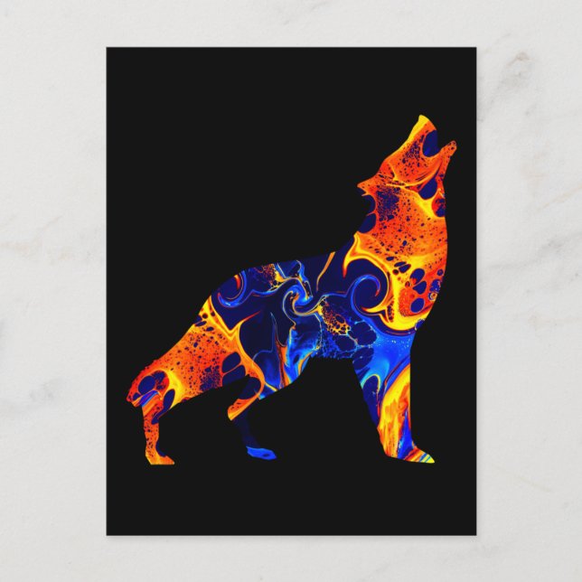 CARTE POSTALE PEINTURE ABSTRAITE AU NÉON DE LOUP (Devant)