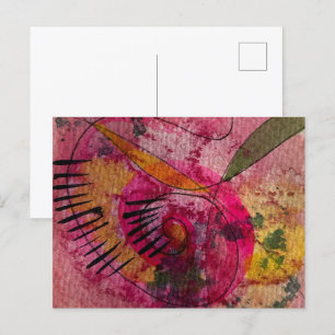 Carte Postale Peinture Abstraite Belle En Aquarelle Et Encre D'a