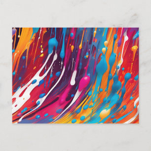 Carte Postale Peinture abstraite colorée qui s'égoutte