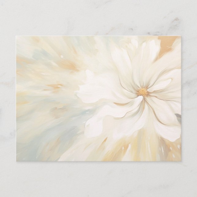 Carte Postale     Peinture abstraite de fleurs blanches. (Devant)