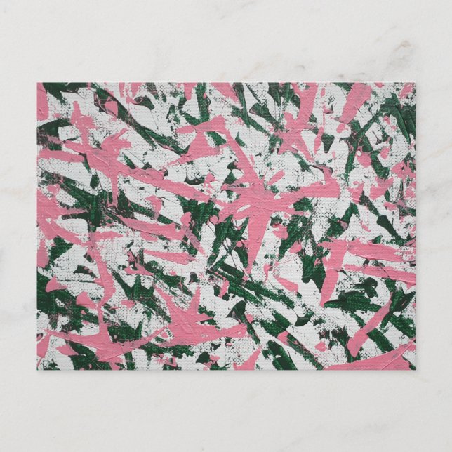 Carte Postale Peinture Abstraite en rose et vert (Devant)