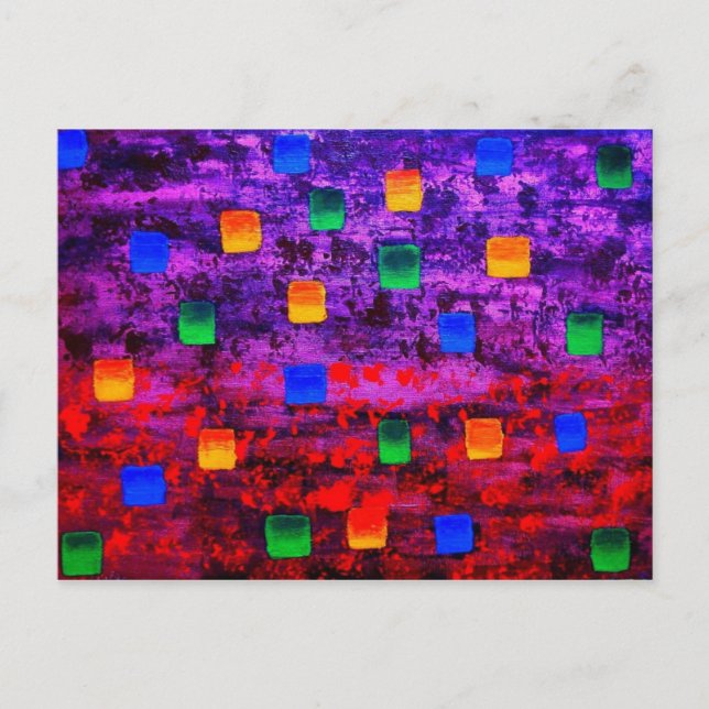 Carte Postale Peinture acrylique Abstraite moderne colorée (Devant)