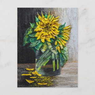Carte Postale Peinture acrylique nature morte de tournesols 
