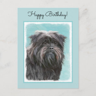 Carte Postale Peinture Affenpinscher - Art Original Mignon de Ch