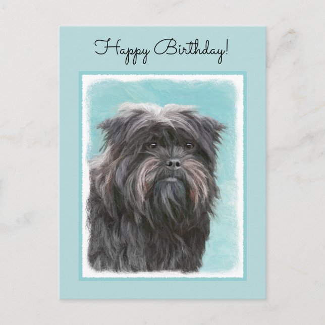 Carte Postale Peinture Affenpinscher - Joli art original chien (Devant)