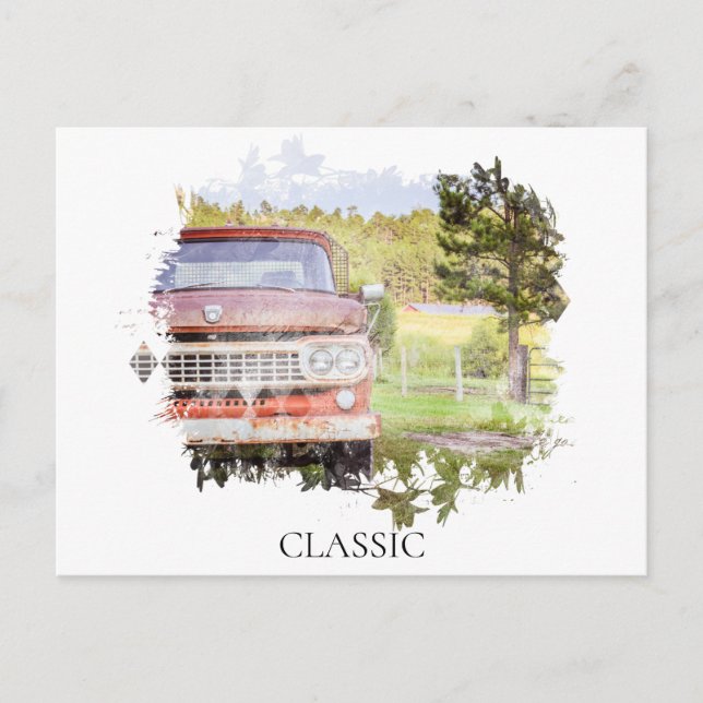 Carte Postale *~* Peinture Ancienne de Camion Classique Rétro An (Devant)