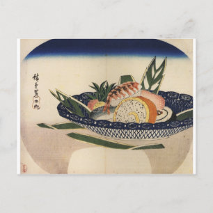 Carte Postale Peinture ancienne d'un bol de sushi vers les année