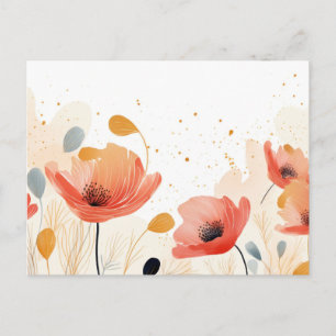 Carte Postale Peinture aquarelle coquelicot rouge