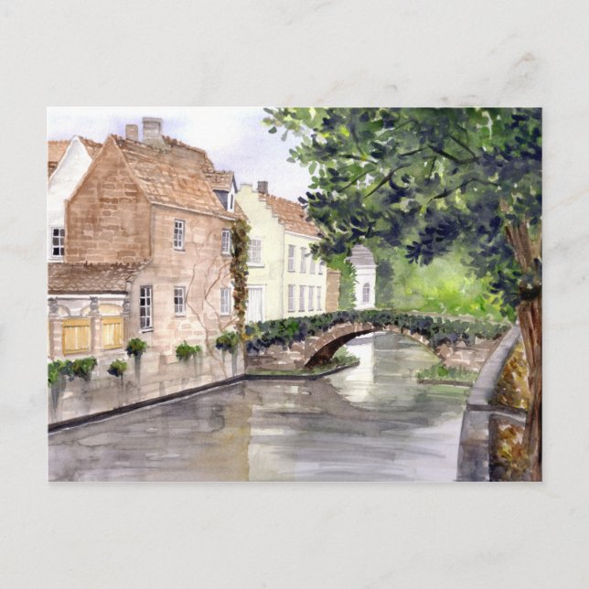Carte Postale Peinture aquarelle de Bruges par Farida Greenfield (Devant)