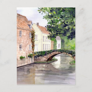 Carte Postale Peinture aquarelle de Bruges par Farida Greenfield