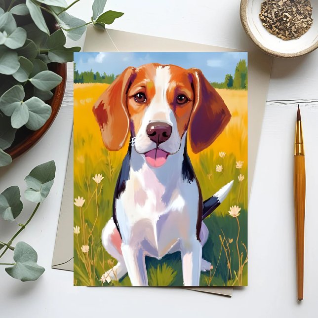 Carte Postale Peinture aquarelle de chien Beagle (Créateur téléchargé)