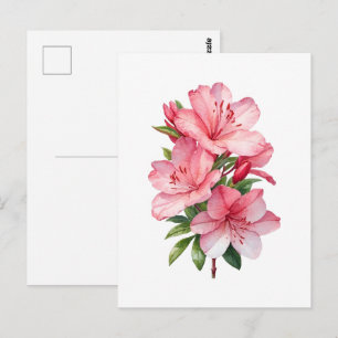 Carte Postale Peinture aquarelle de fleur d'azalée