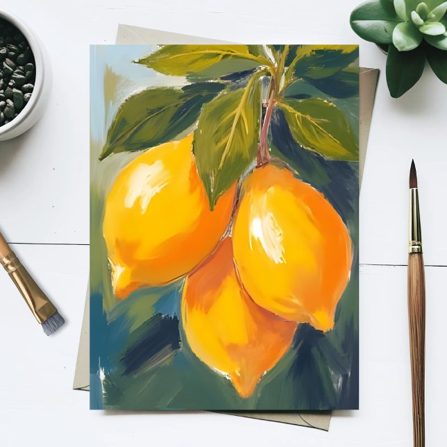 Carte Postale Peinture aquarelle de fruits d'arbre à citron (Créateur téléchargé)