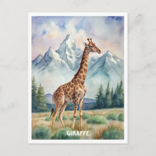 Carte Postale Peinture aquarelle de girafe