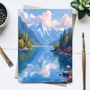Carte Postale Peinture aquarelle de la nature des montagnes du l