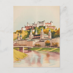 Carte Postale Peinture aquarelle de Salzbourg Autriche
