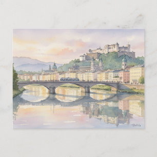 Carte Postale Peinture aquarelle de Salzbourg Autriche