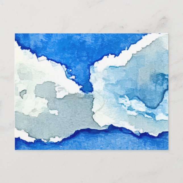 Carte Postale Peinture aquarelle deux nuages (Devant)