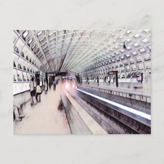 Carte Postale Peinture aquarelle du métro Washington