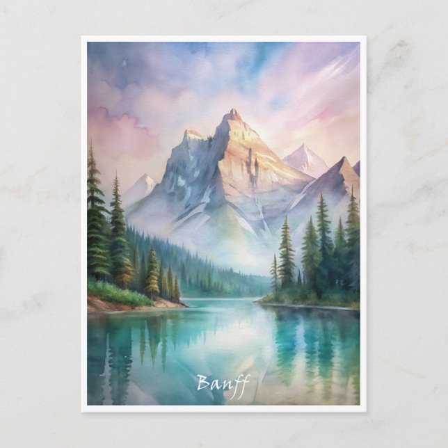 Carte Postale Peinture aquarelle du parc national de Banff  (Devant)