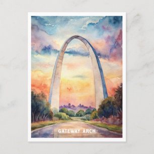 Carte Postale Peinture aquarelle du parc national Gateway Arch