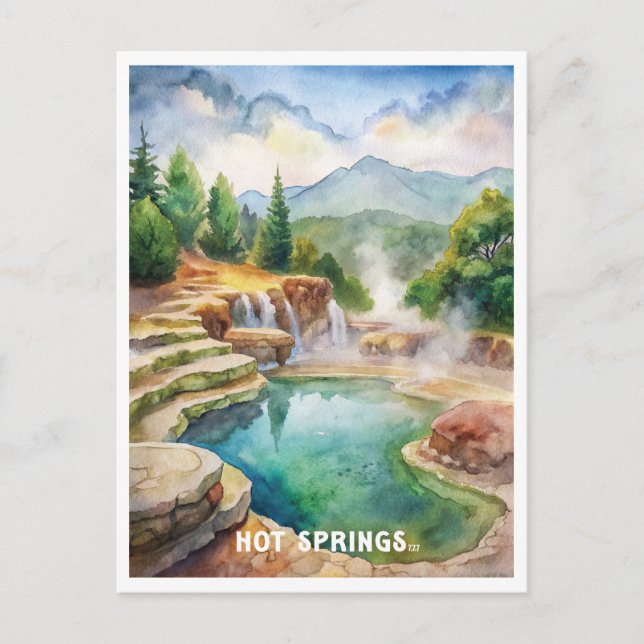 Carte Postale Peinture aquarelle du parc national Hot Springs (Devant)