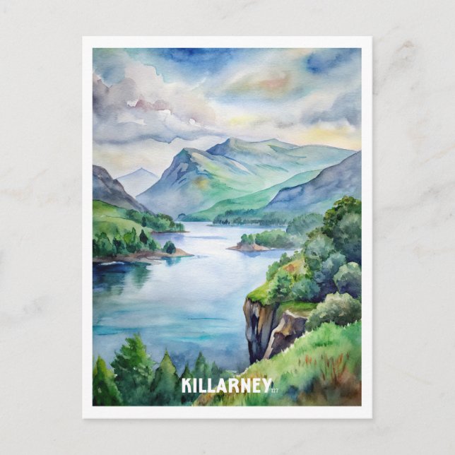Carte Postale Peinture aquarelle du parc national Killarney (Devant)