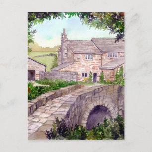 Carte Postale Peinture aquarelle du pont de pierre