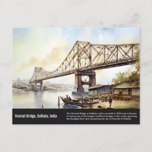 Carte Postale Peinture aquarelle du pont Kolkata Howrah.