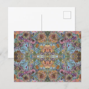 Carte Postale Peinture aquarelle d'un jardin fleuri shabby chic