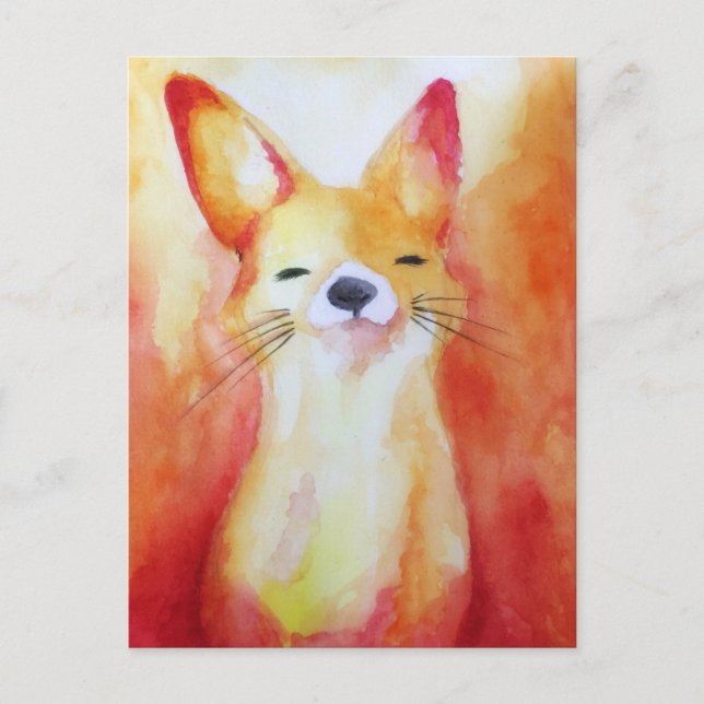 Carte Postale Peinture aquarelle Fox (Devant)