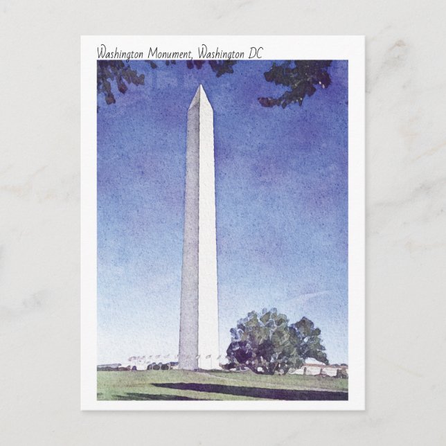 Carte Postale Peinture aquarelle moderne Monument Washington (Devant)