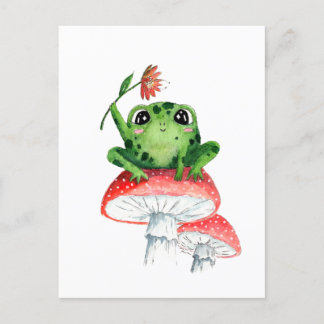 Carte Postale Peinture aquarelle originale Grenouille Mignonne s