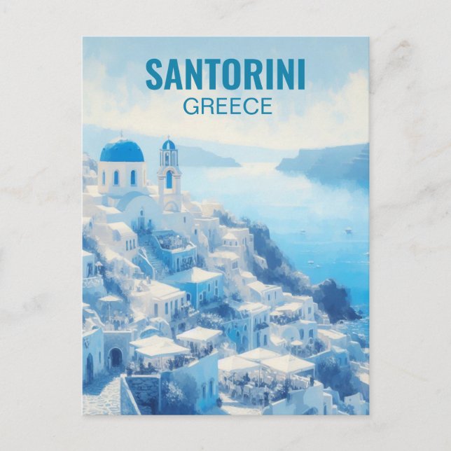 Carte postale Peinture aquarelle Santorini Grèce (Devant)
