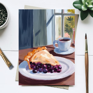 Carte Postale Peinture aquarelle tarte aux myrtilles