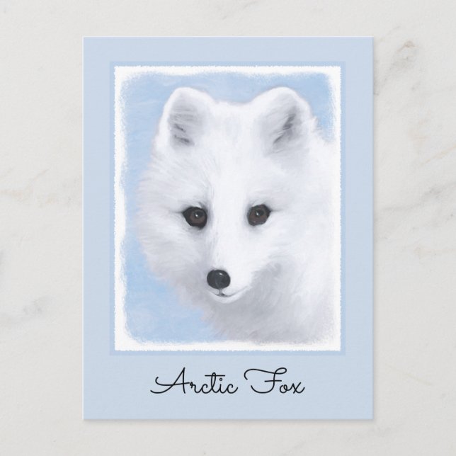 Carte Postale Peinture Arctic Fox - Art original de la faune (Devant)