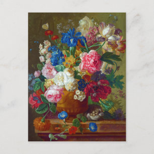 Carte Postale Peinture artistique de fleurs vintage colorées
