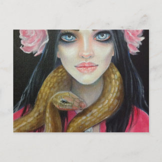 Carte Postale Peinture artistique originale d'une fille et de so