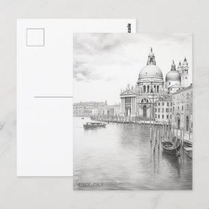 Carte Postale Peinture au crayon Venise Italie Art de Voyage