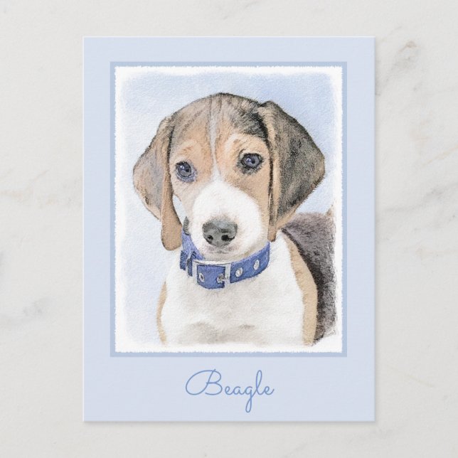Carte Postale Peinture beagle - Cute Original Chien Art (Devant)