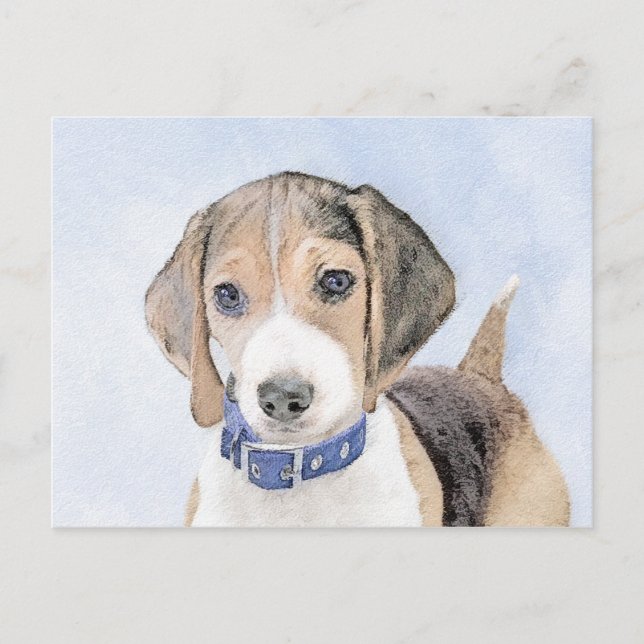Carte Postale Peinture beagle - Cute Original Chien Art (Devant)